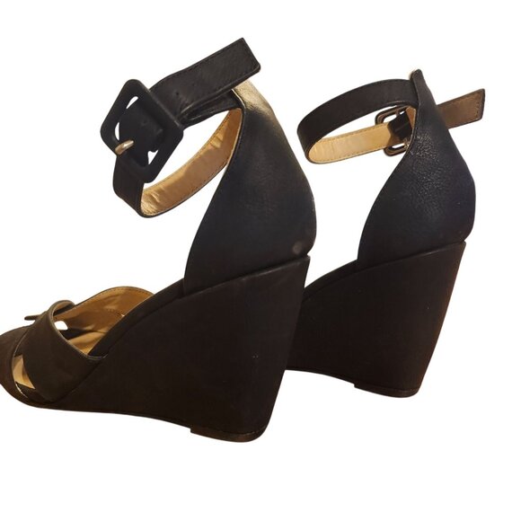 Chinese Laundry Women’s Size 8.5 Calais Black Wedge Sandals Ankle Strap Heels - Picture 2 of 10